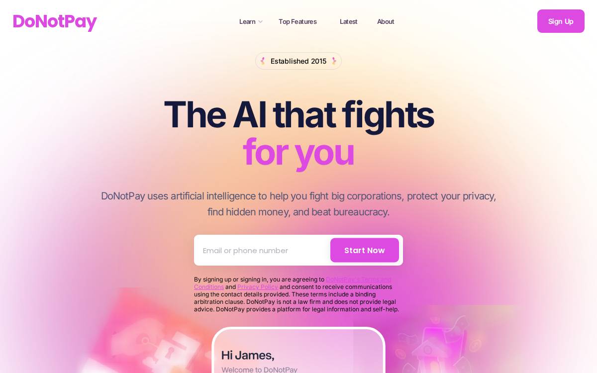 DoNotPay website preview