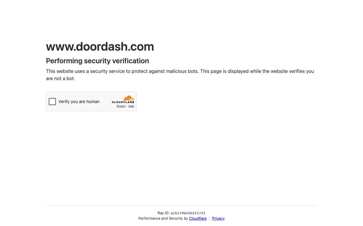 DoorDash website preview