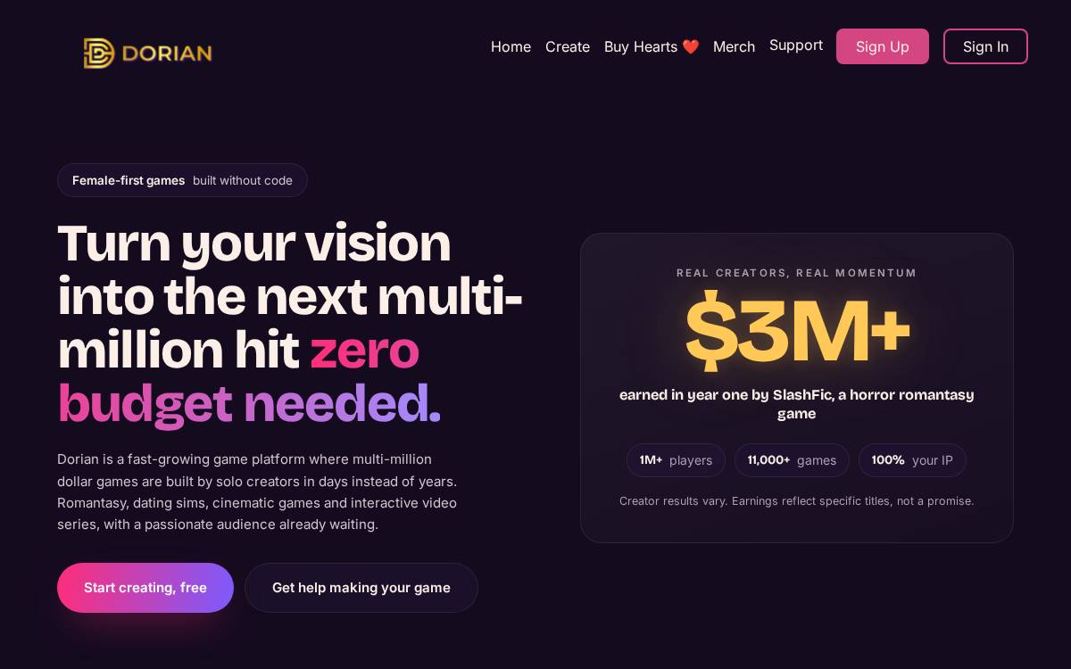 Dorian website preview