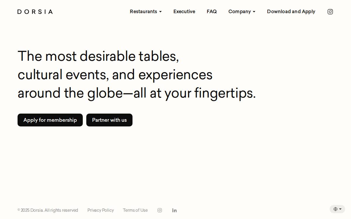 Dorsia website preview