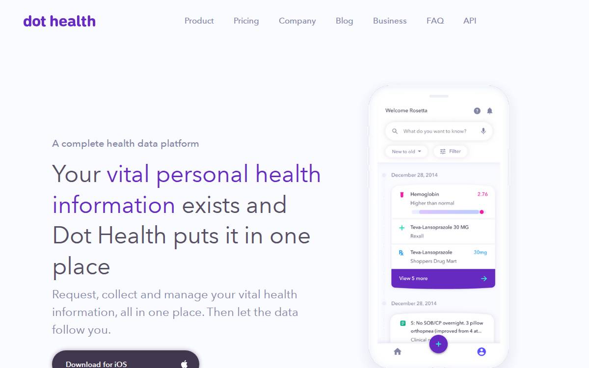 Dot Health website preview