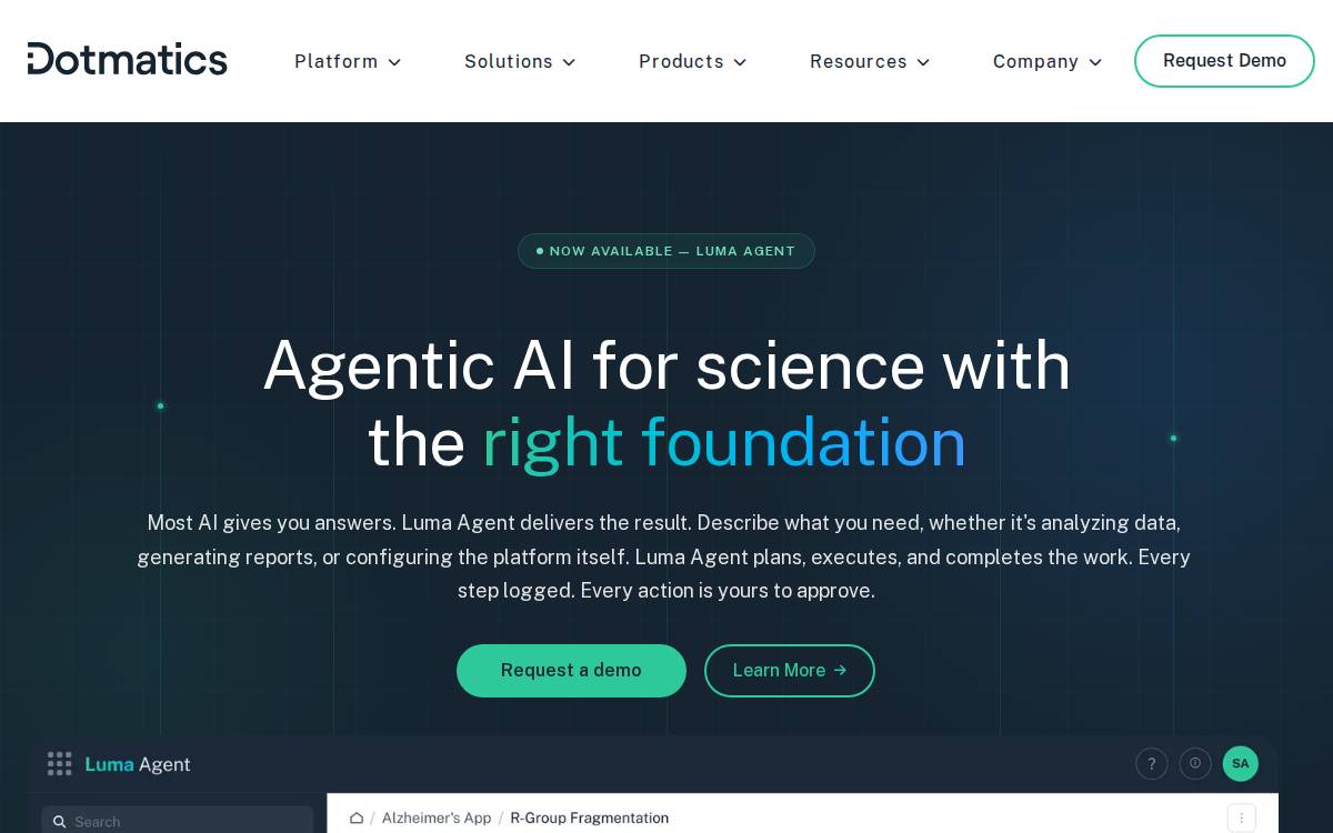 Dotmatics website preview