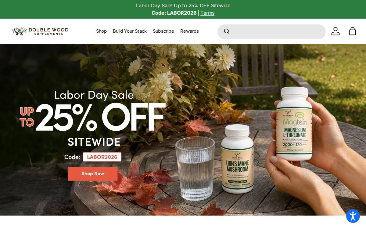 Double Wood Supplements website preview
