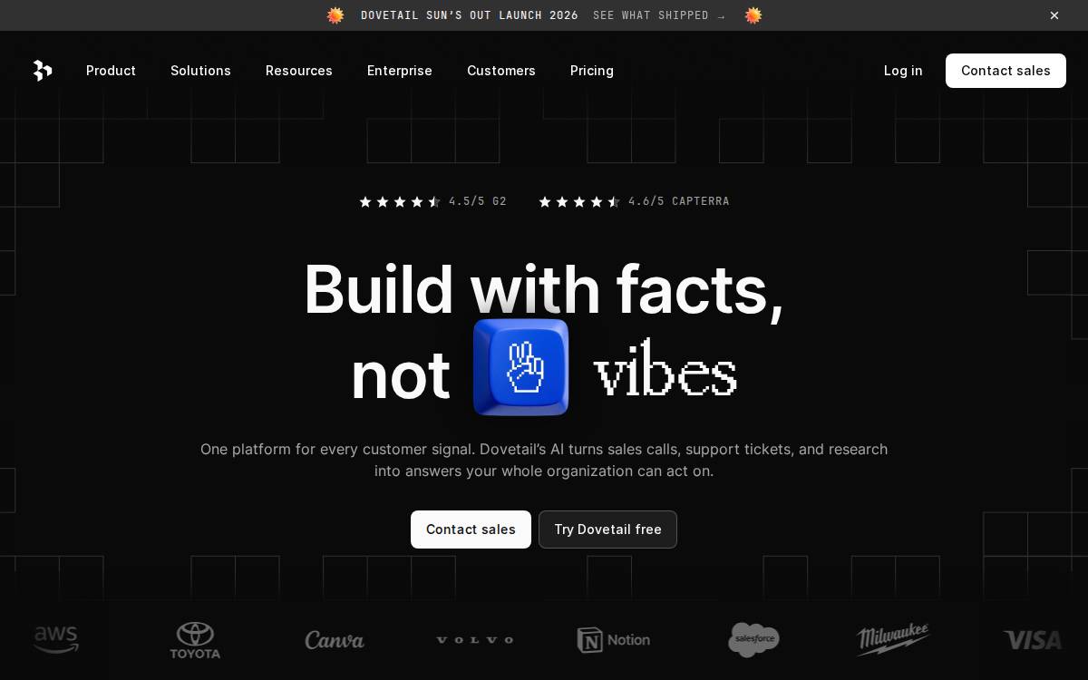 Dovetail website preview