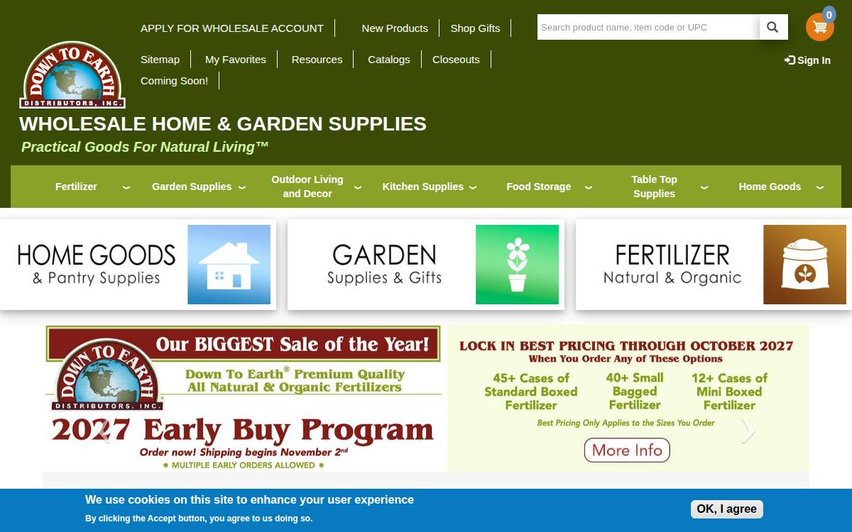Down to Earth Distributors website preview