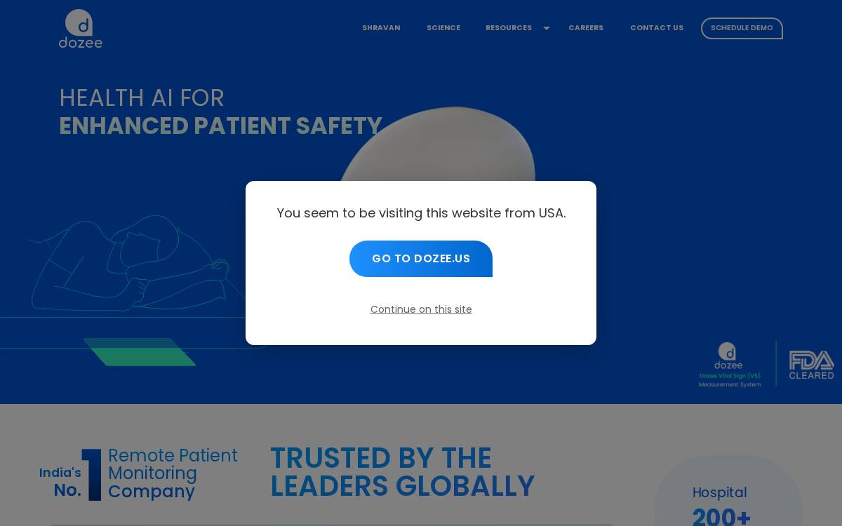 Dozee website preview