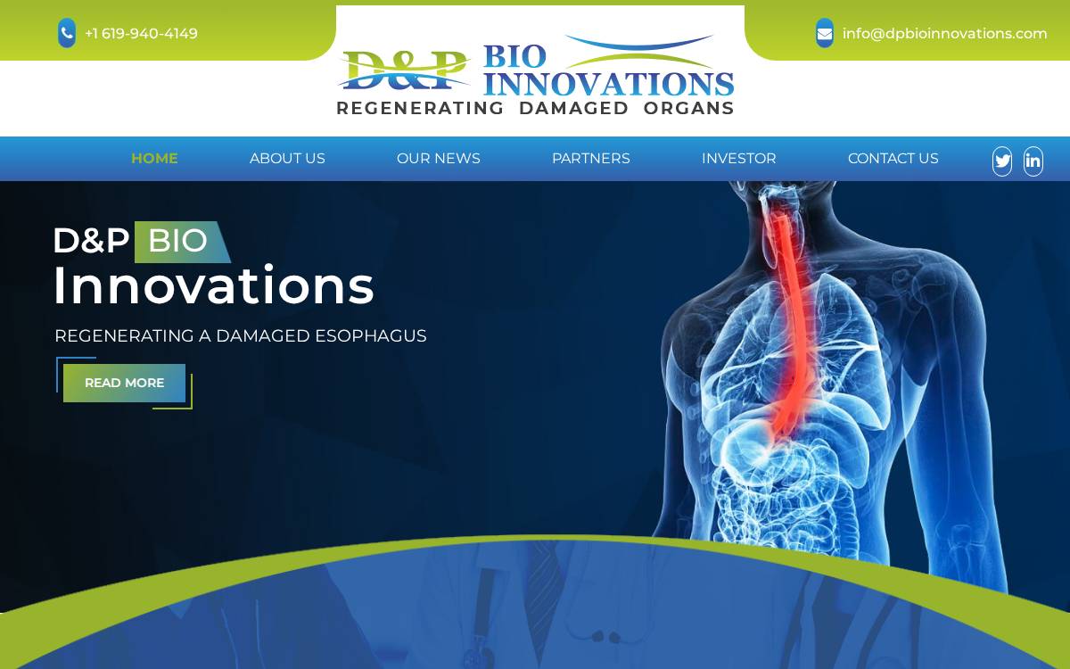Dpbioinnovations website preview