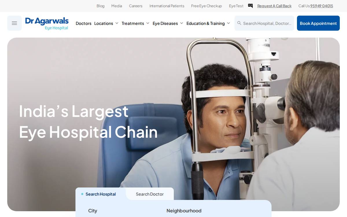 Dr Agarwals Eye Hospital website preview
