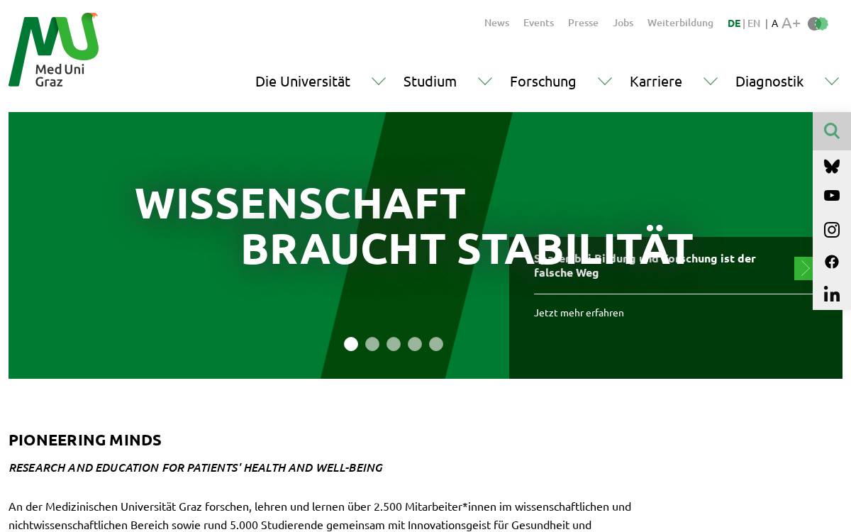 Dr. Julia Mader, MUG, Austria website preview