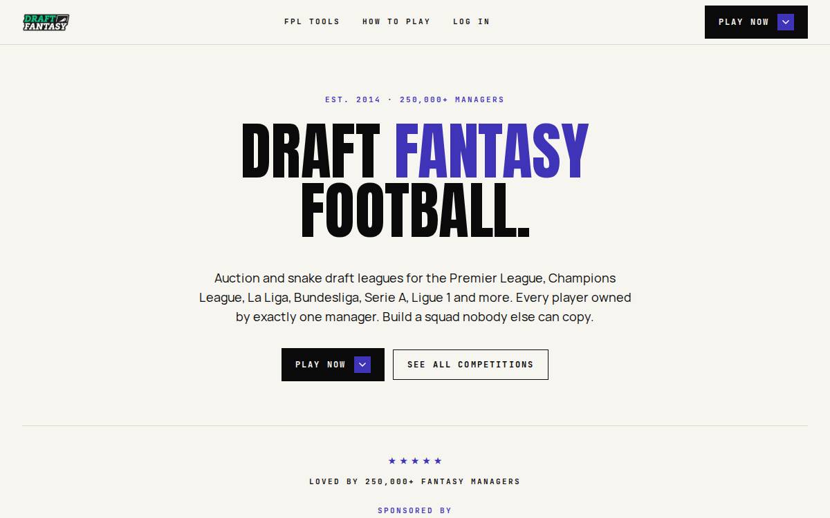 Draft Fantasy website preview
