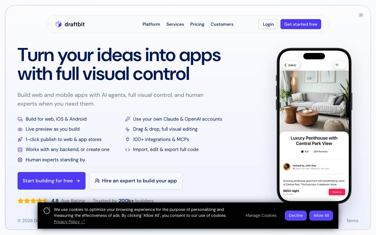 Draftbit website preview