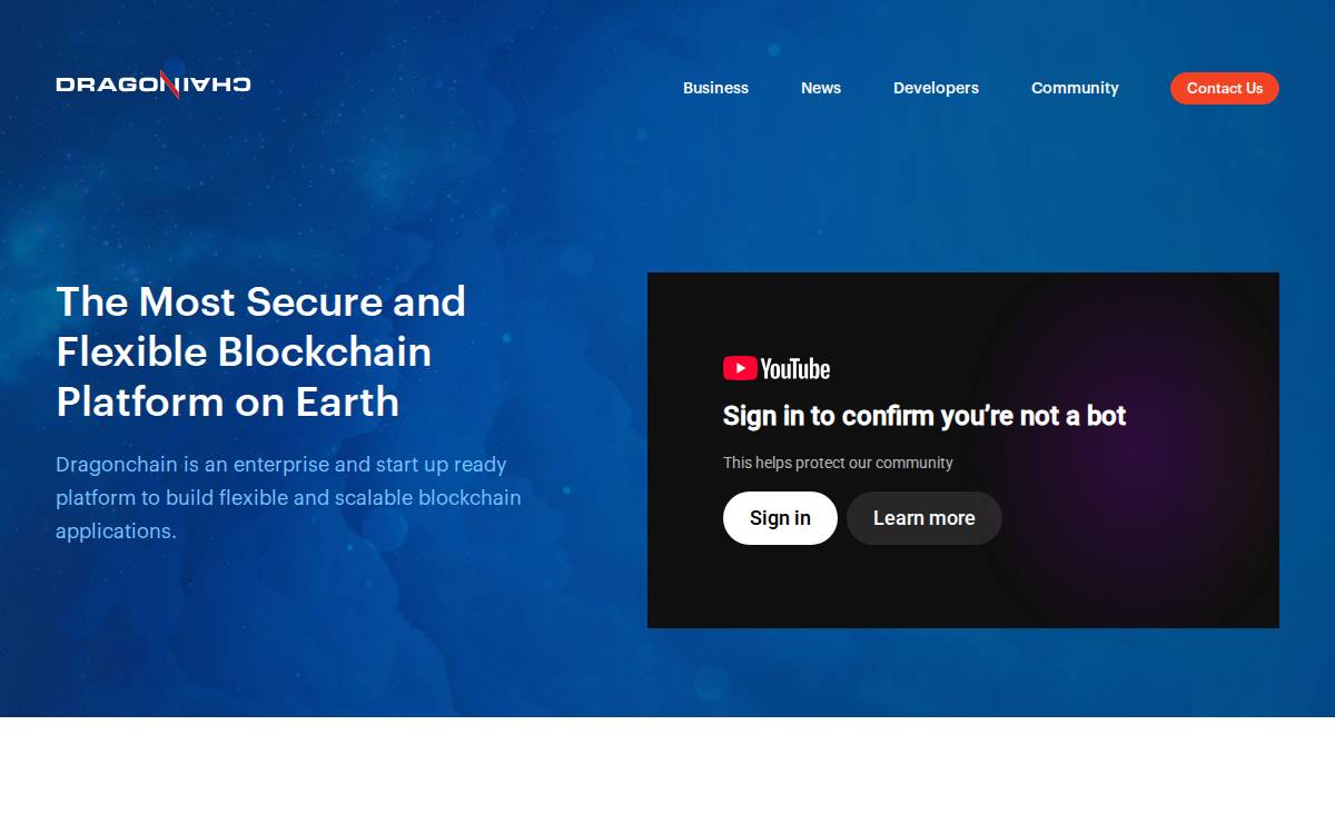 Dragonchain website preview