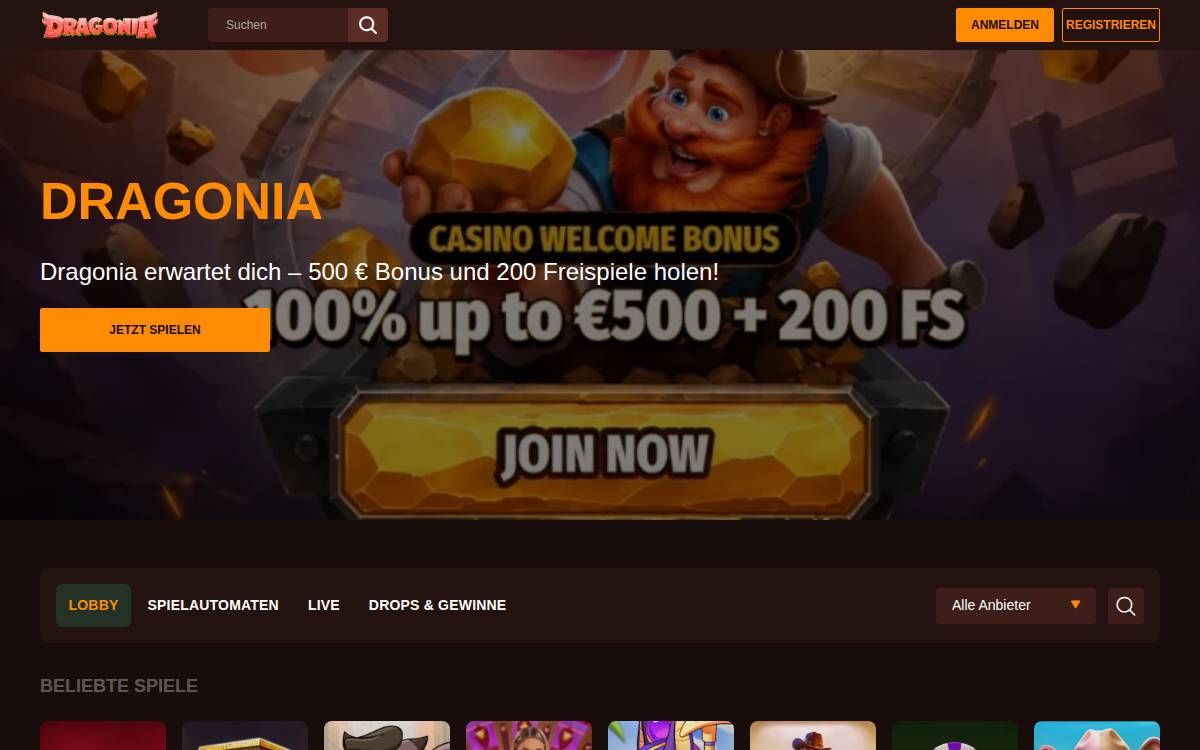 Dragonia casino website preview