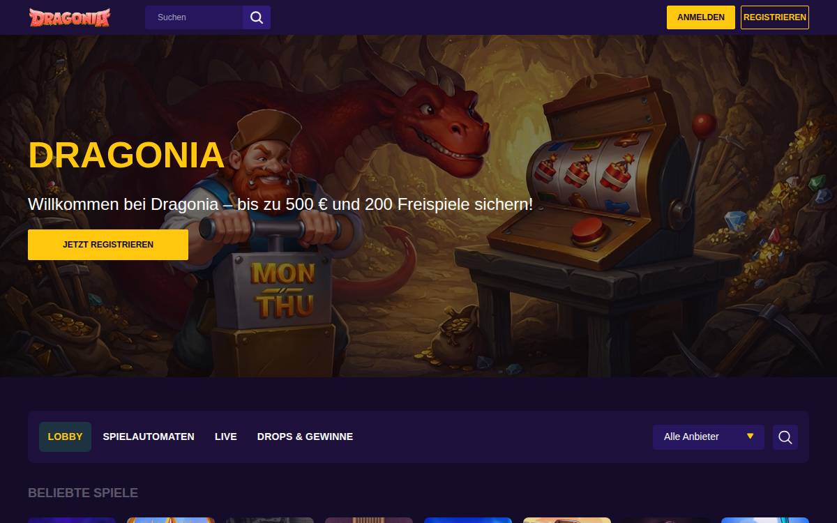 Dragonia casino website preview