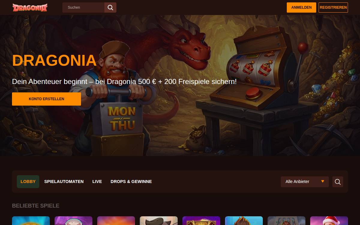 Dragonia casino website preview