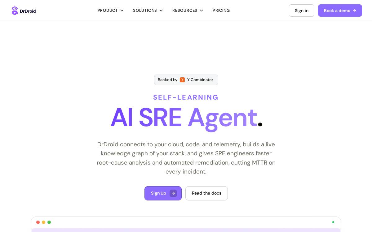 DrDroid website preview