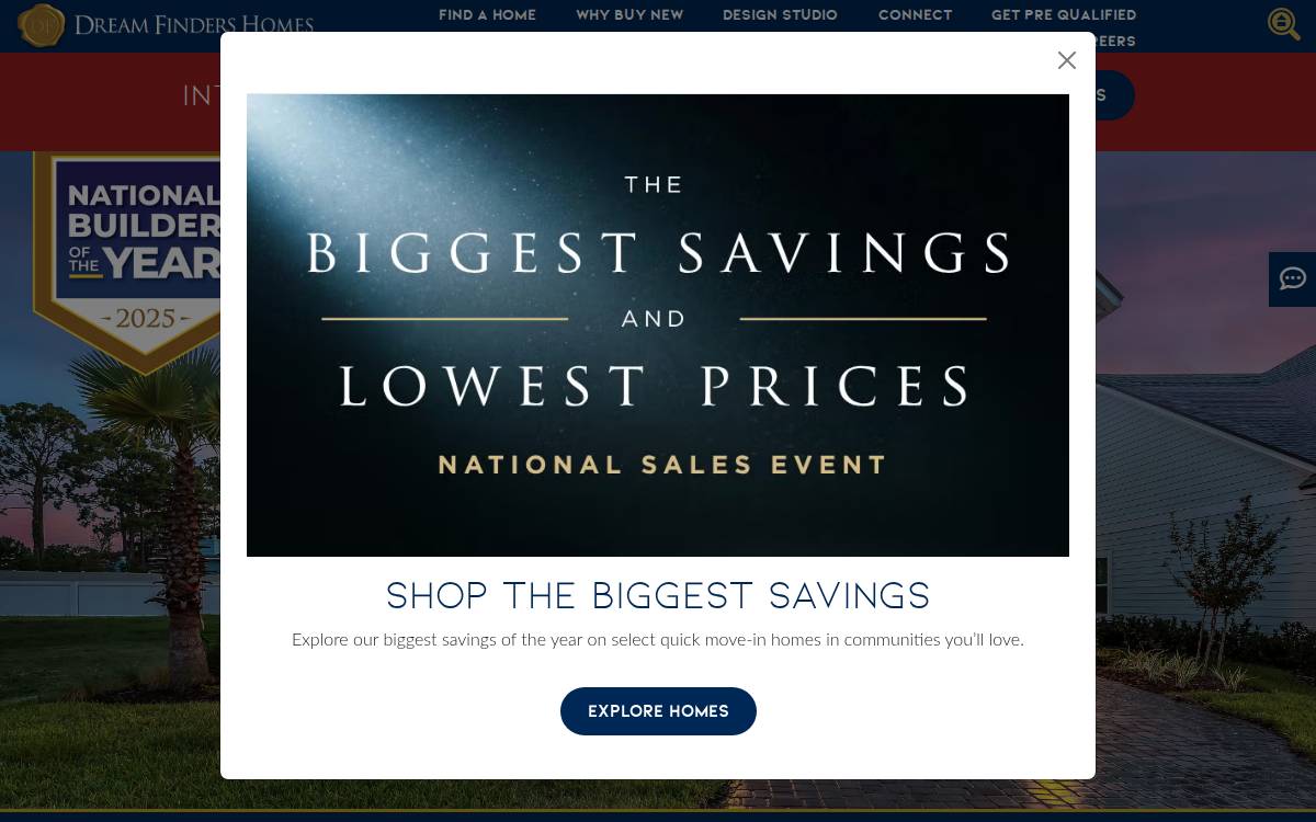 Dream Finders Homes website preview