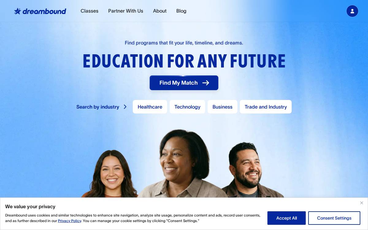 Dreambound Inc. website preview