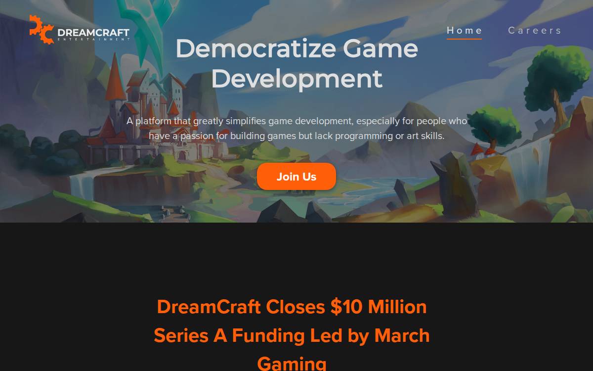 DreamCraft Entertainment, Inc. website preview