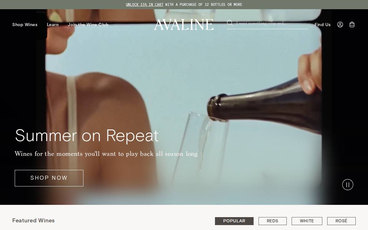 Drink Avaline website preview