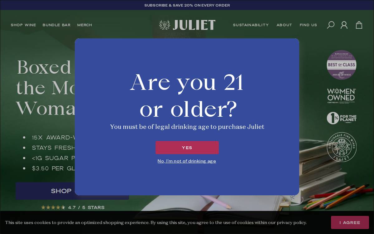 Drinkjuliet website preview