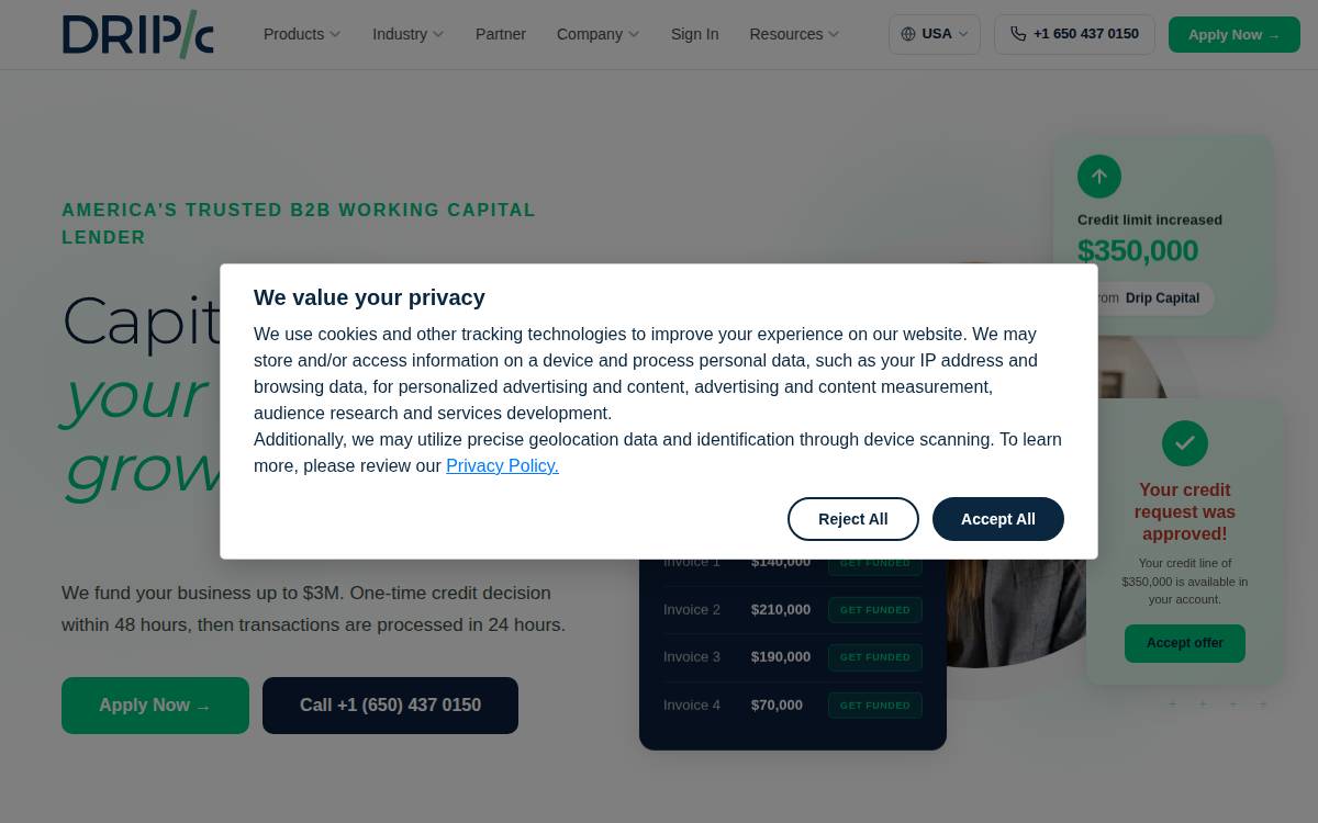 Drip Capital website preview