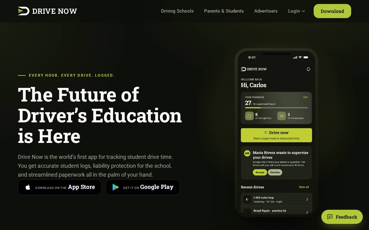 Drive Now App website preview