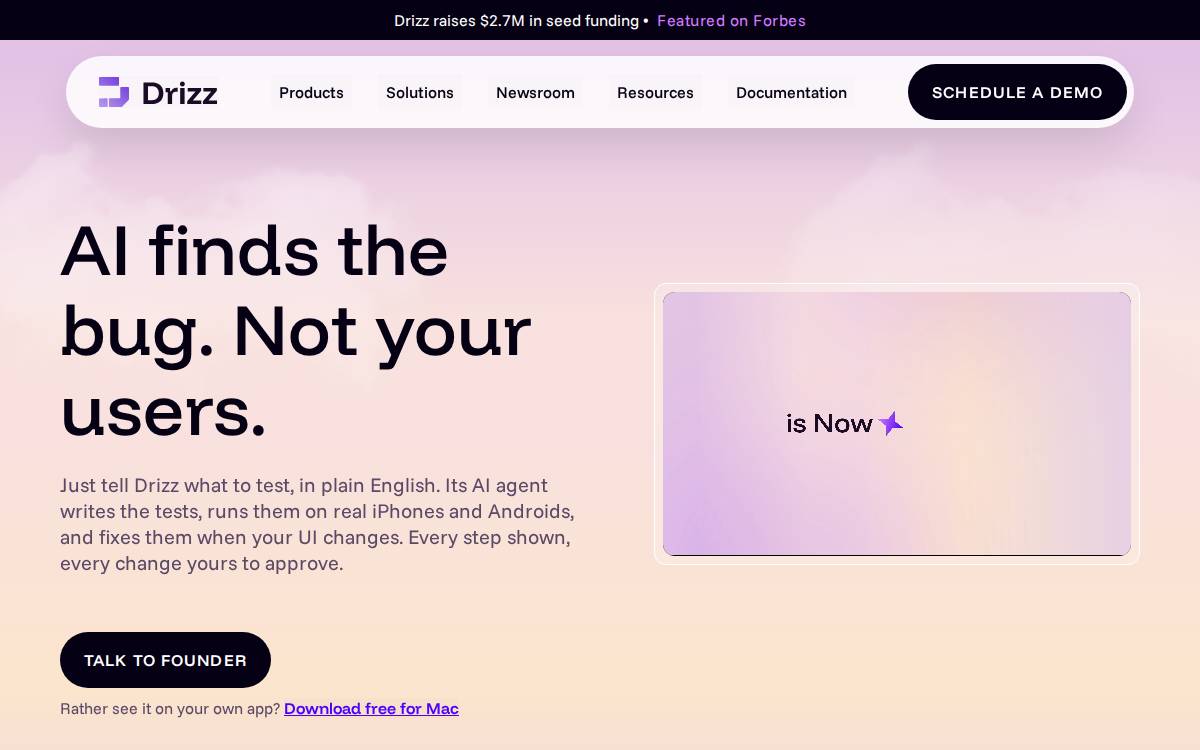Drizz website preview