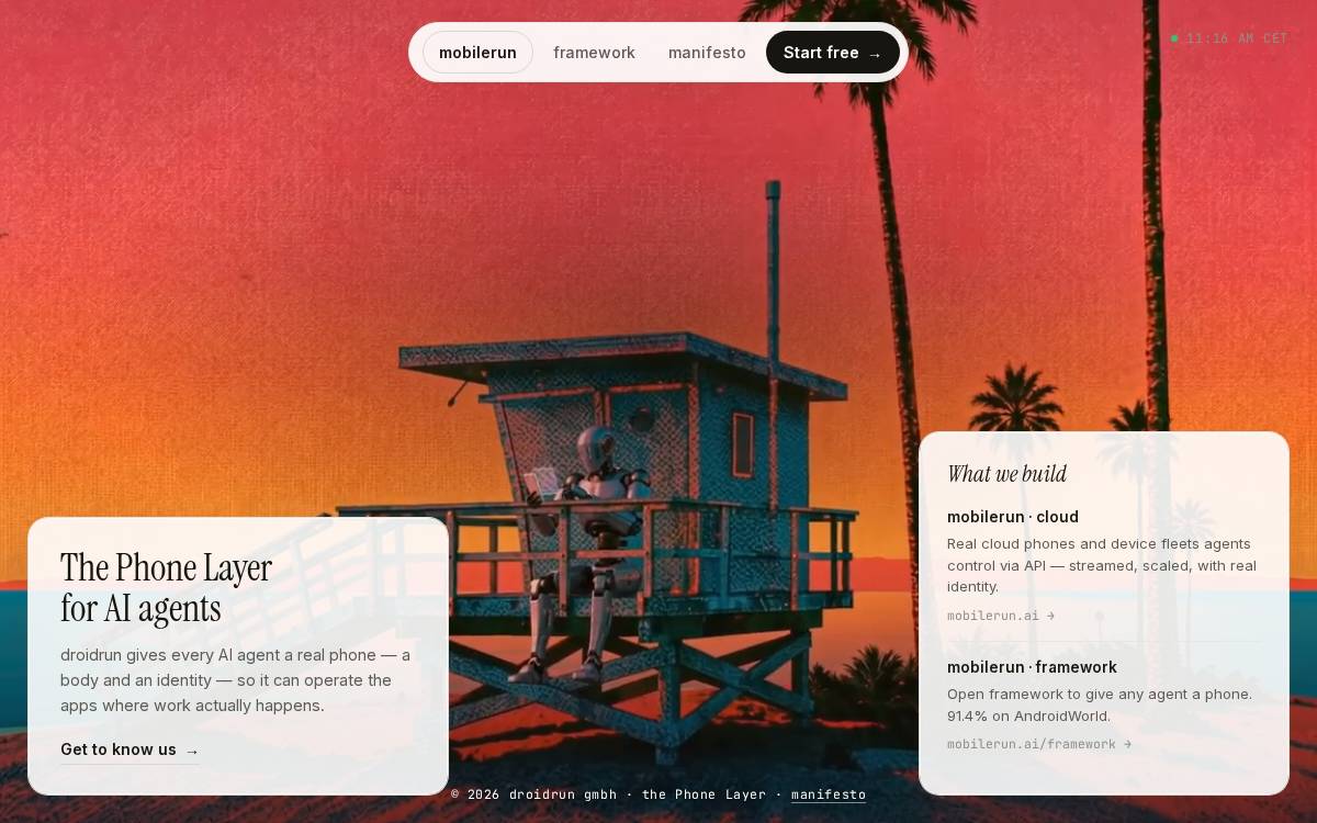 Droidrun website preview