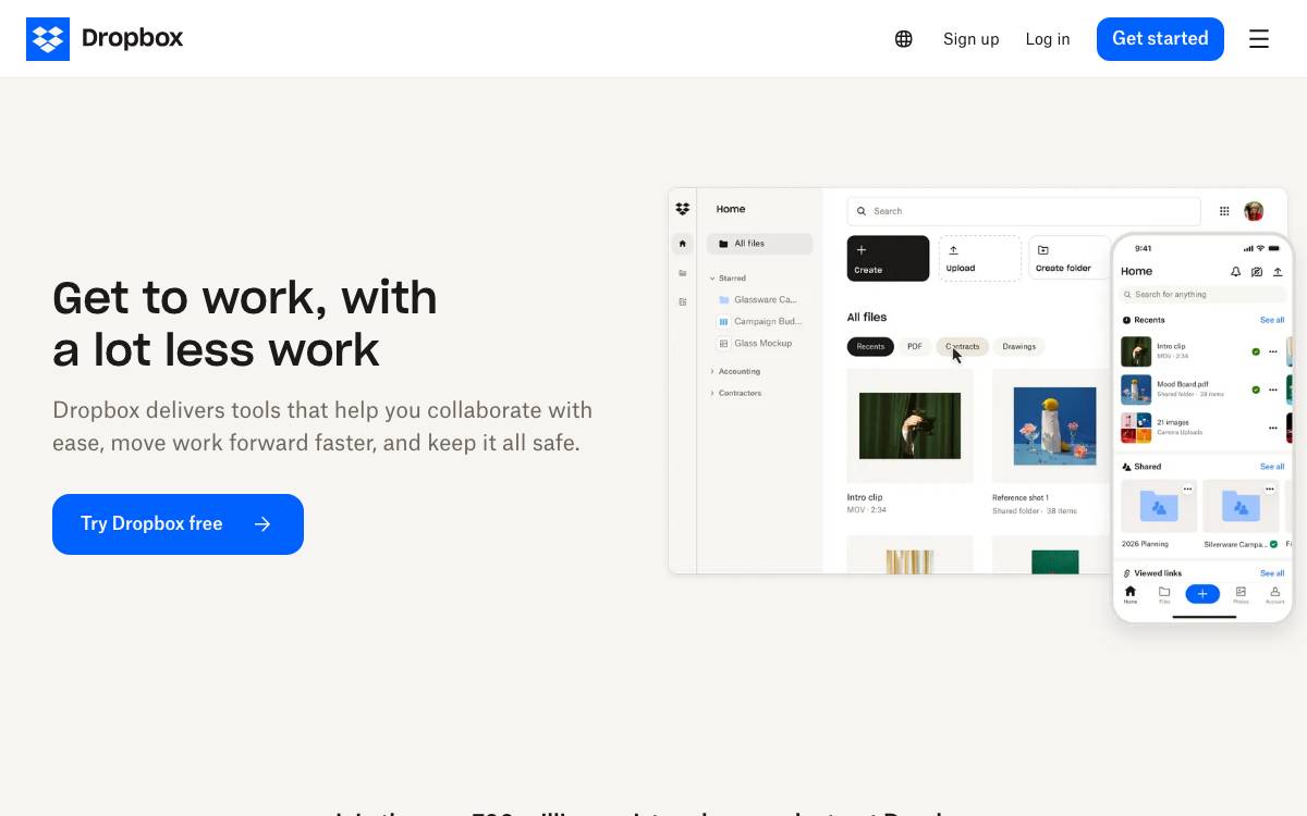 Dropbox website preview