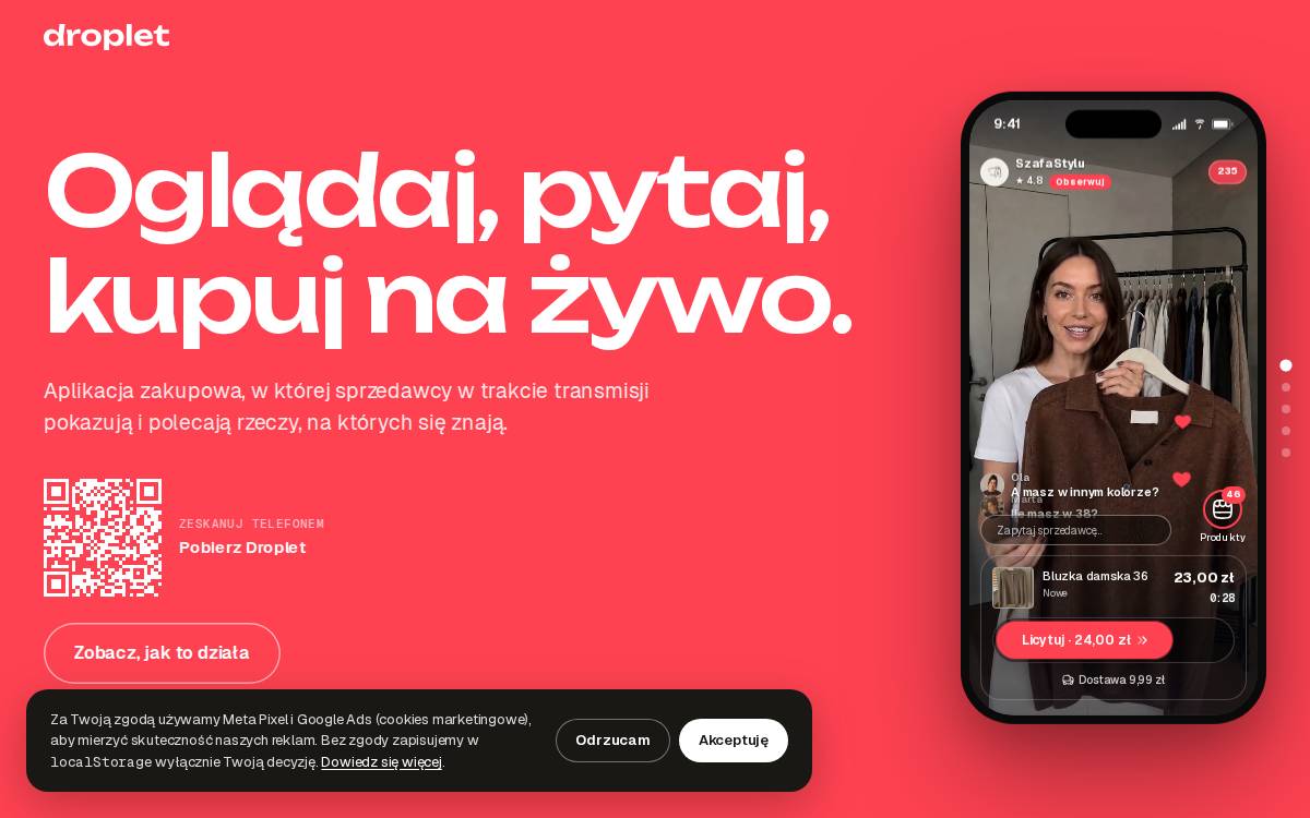 Droplet website preview
