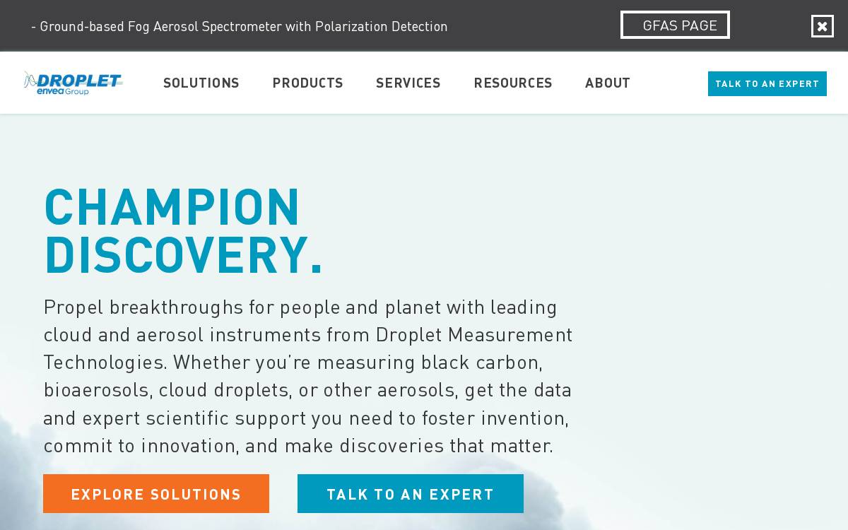 Droplet Measurement Technologies website preview
