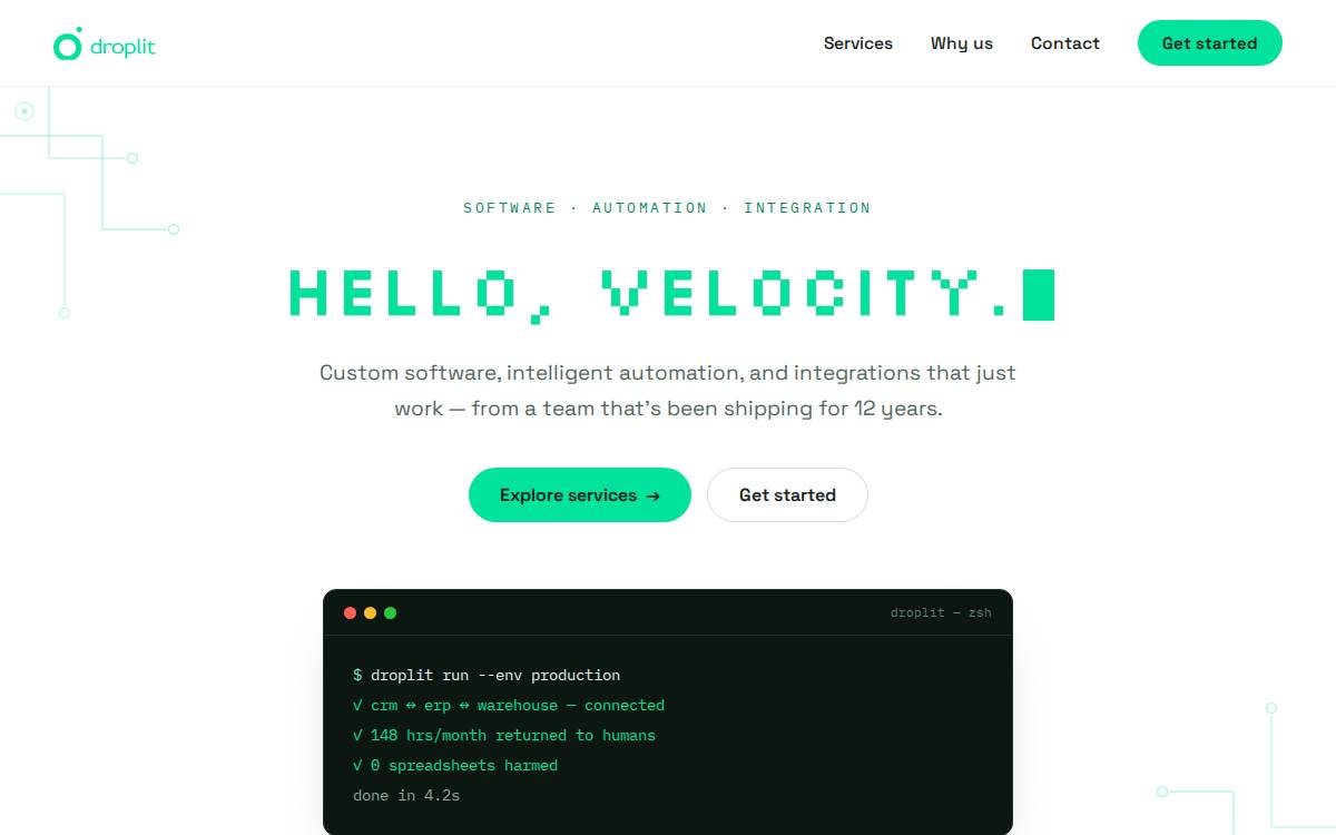 Droplit website preview