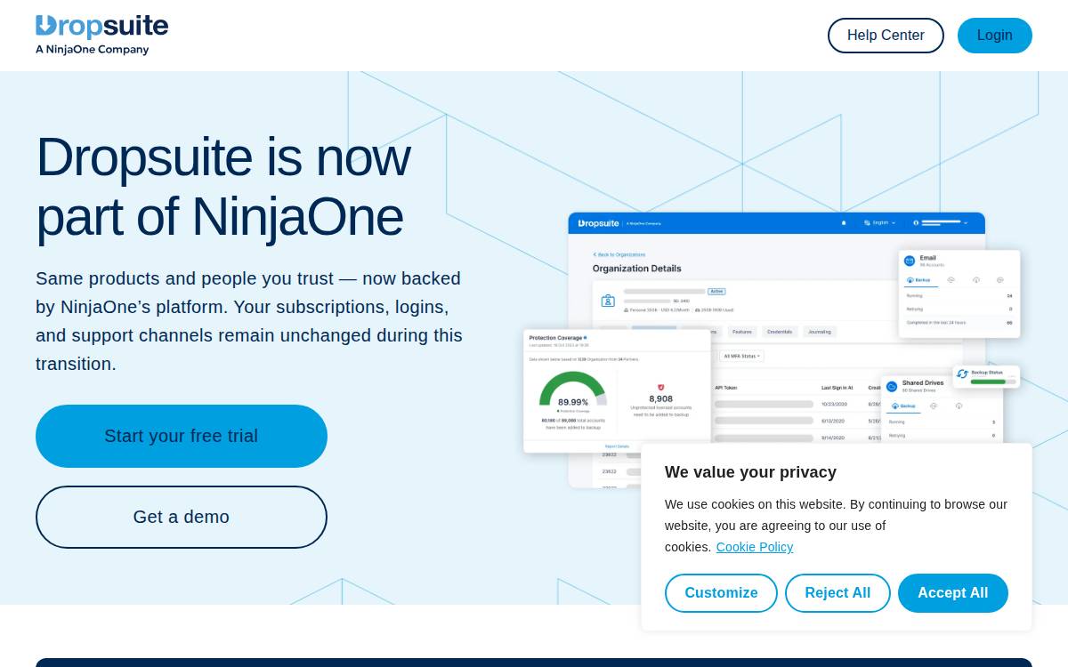 Dropsuite website preview