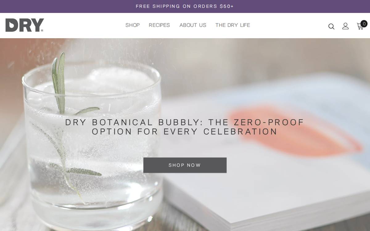 DRY Soda website preview