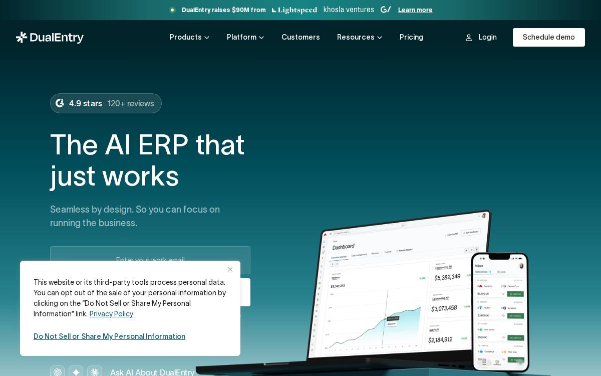 DualEntry website preview