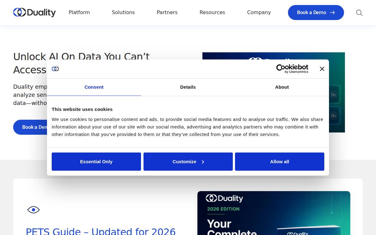 Duality Technologies website preview