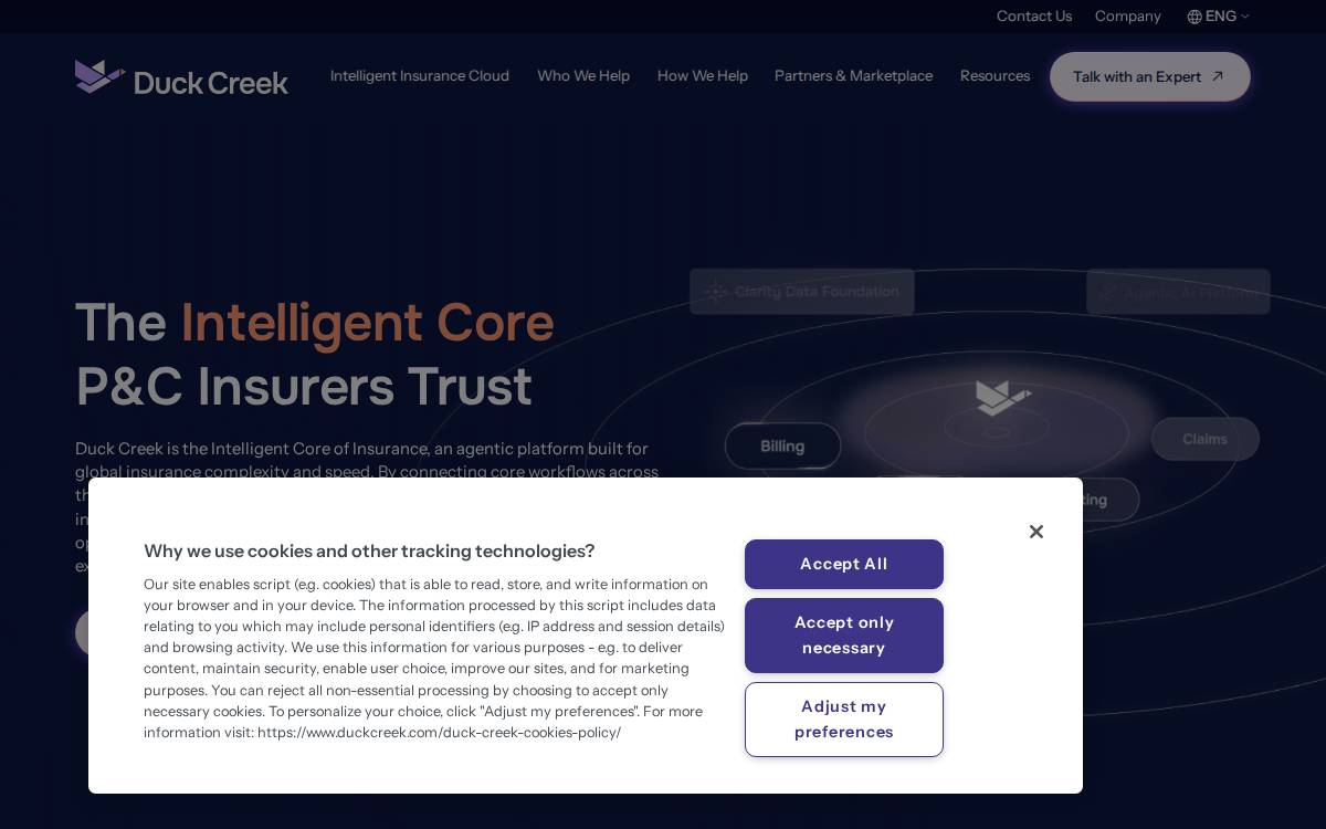 Duck Creek Technologies website preview