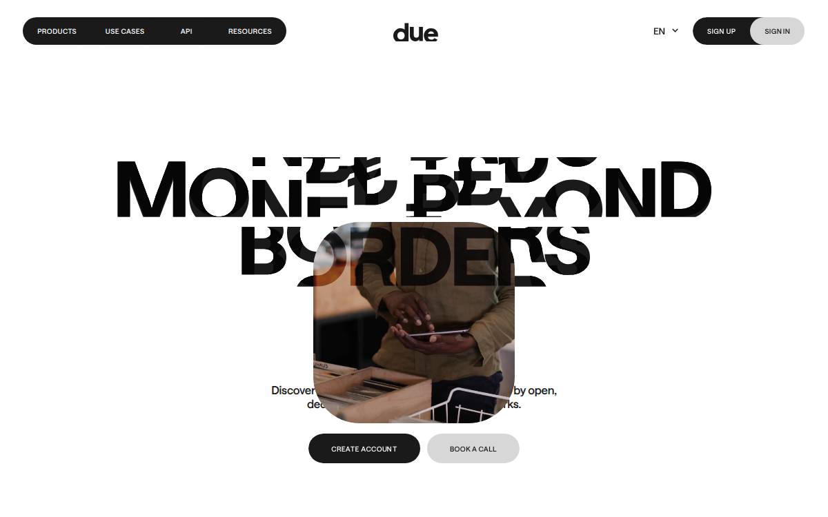 Due Network DeFi website preview