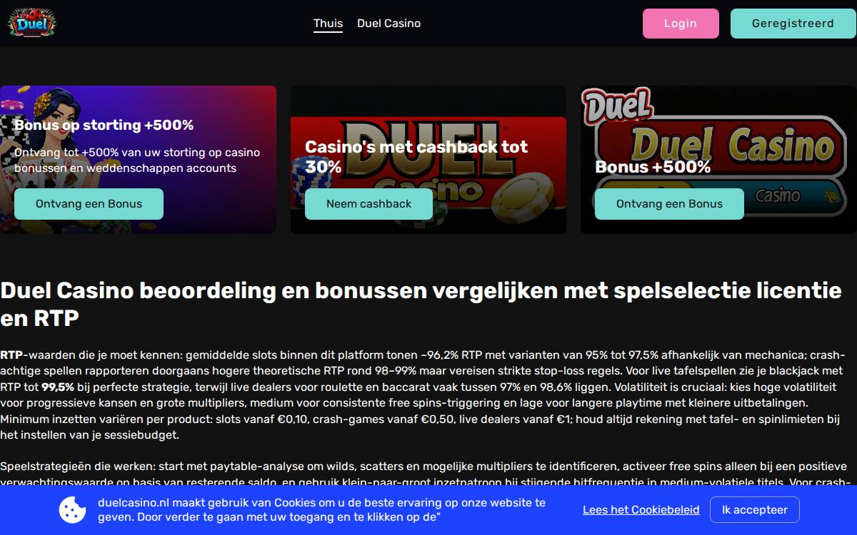 duel casino website preview