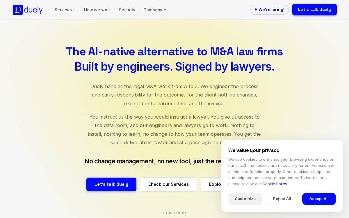 Duely website preview