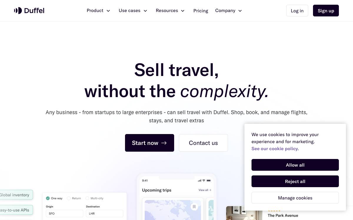 Duffel website preview