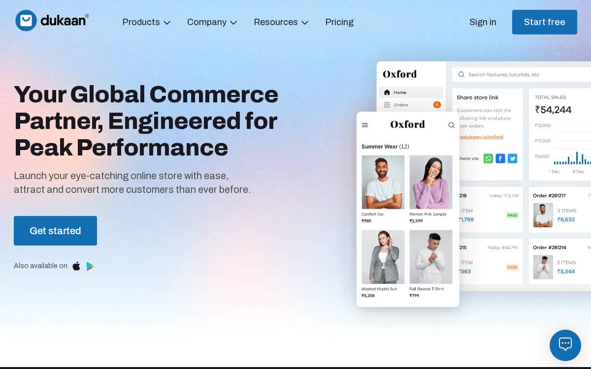 Dukaan SaaS website preview
