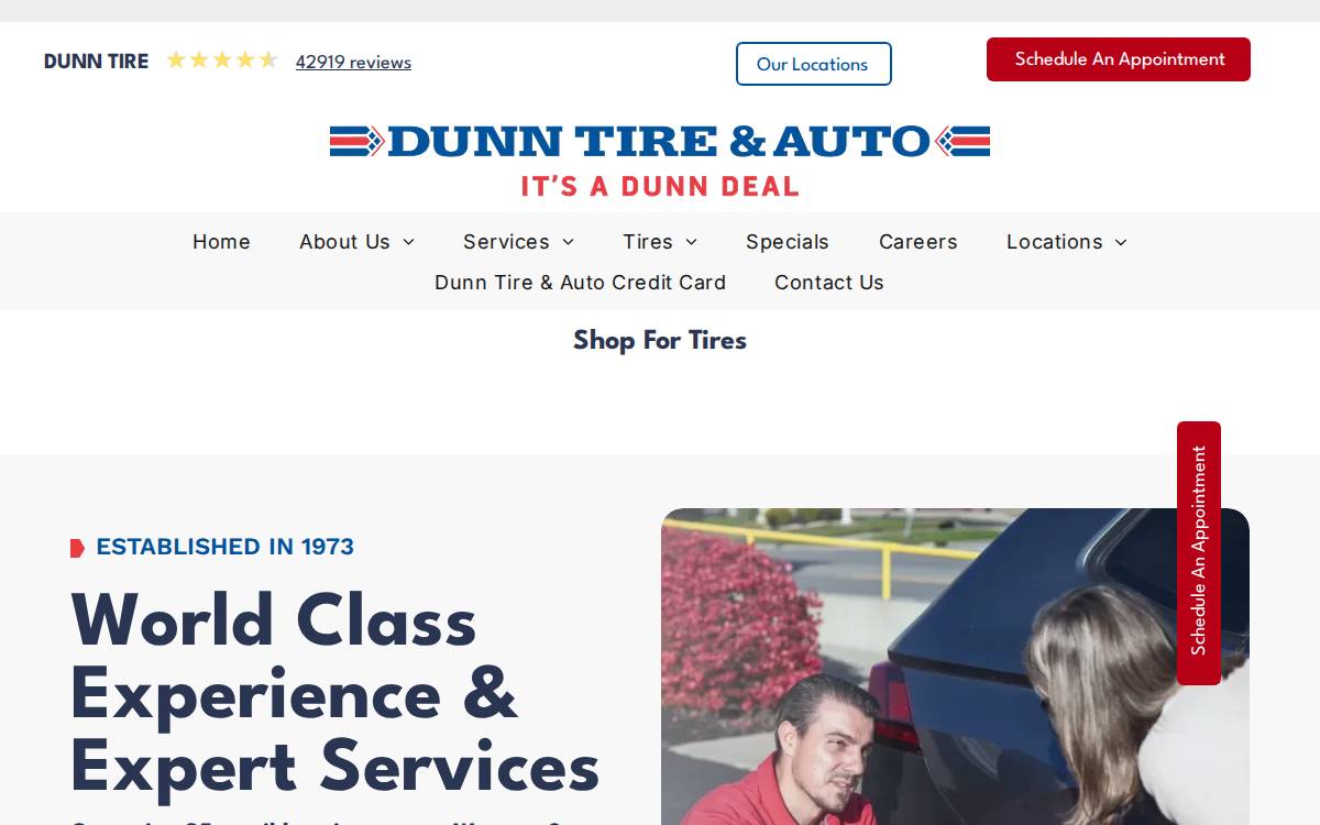 Dunn Tire website preview