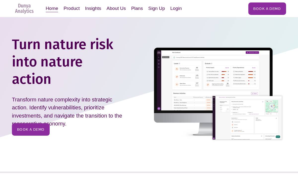 Dunya Analytics website preview
