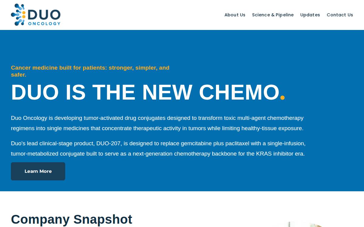 Duo Oncology website preview