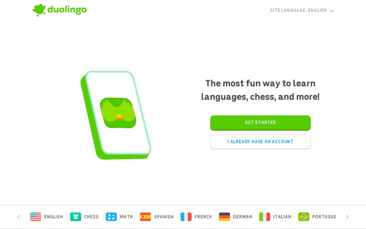 Duolingo website preview