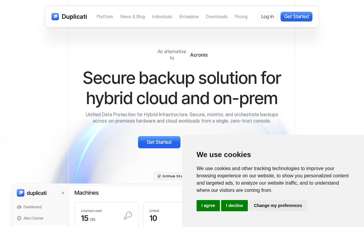 Duplicati website preview
