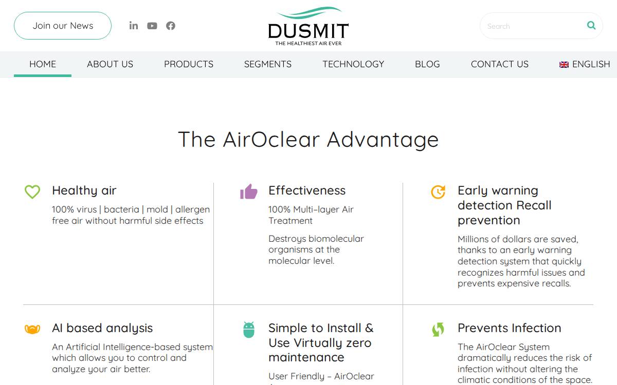 Dusmitair website preview