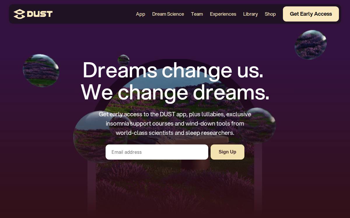Dust website preview